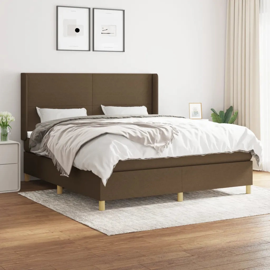 Giroletto a Molle con Materasso Marrone Scuro 180x200cm Tessuto 3131852
