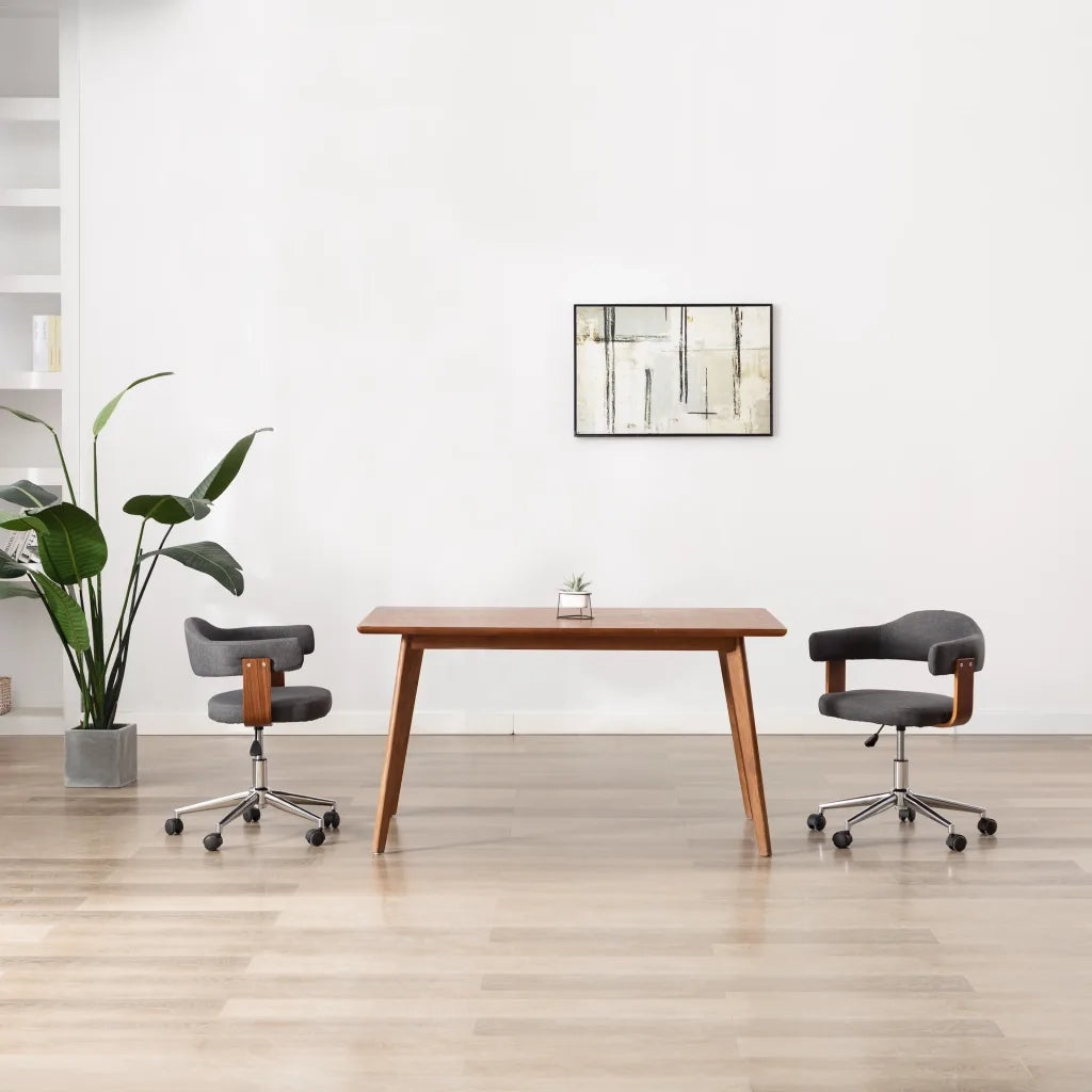 Sedia da Pranzo Girevole Grigia Legno Ricurvo e Tessuto  cod mxl 9839