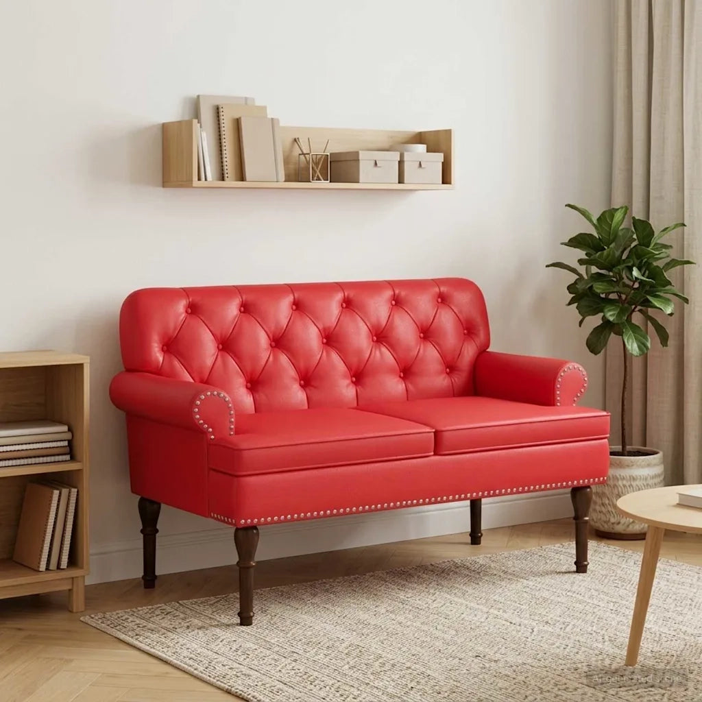 Loveseat con bottoni imbottiti Rosso 120 x 65 x 77 cm 42041861