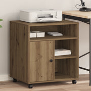 Supporto per Stampante con Ruote Rovere Artigianale 60x50x67 cm
