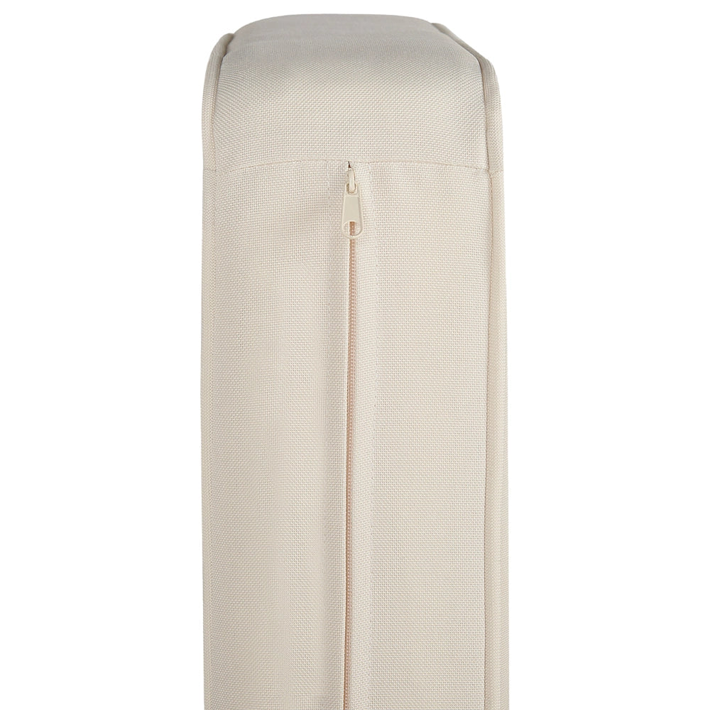 Ottomana legno chiaro e cuscino poliestere beige chiaro ottomano per esterni e interni resistenti agli agenti atmosferici