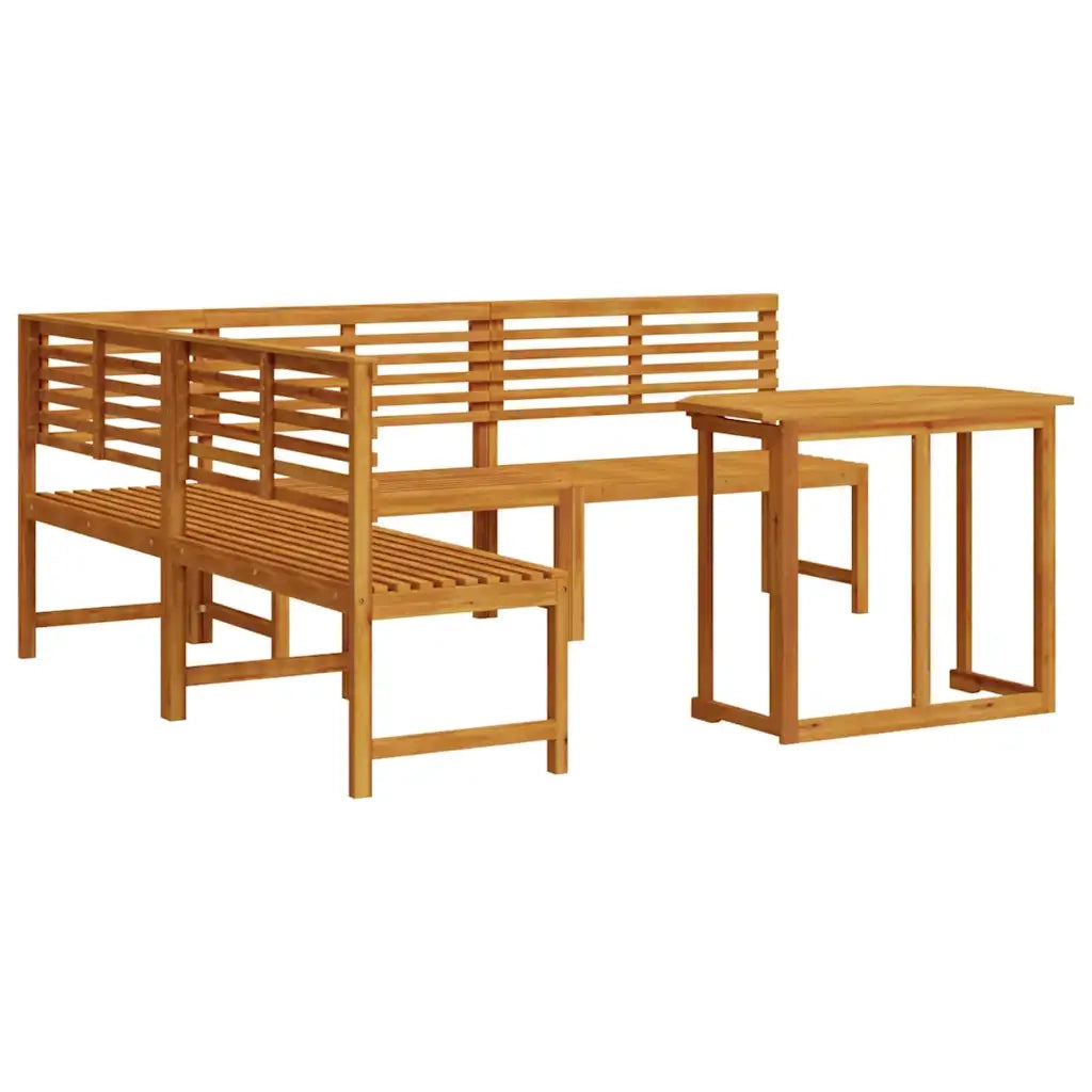 Set Panchina da Giardino 4 pcs Marrone Legno di Acacia Massello 3328693