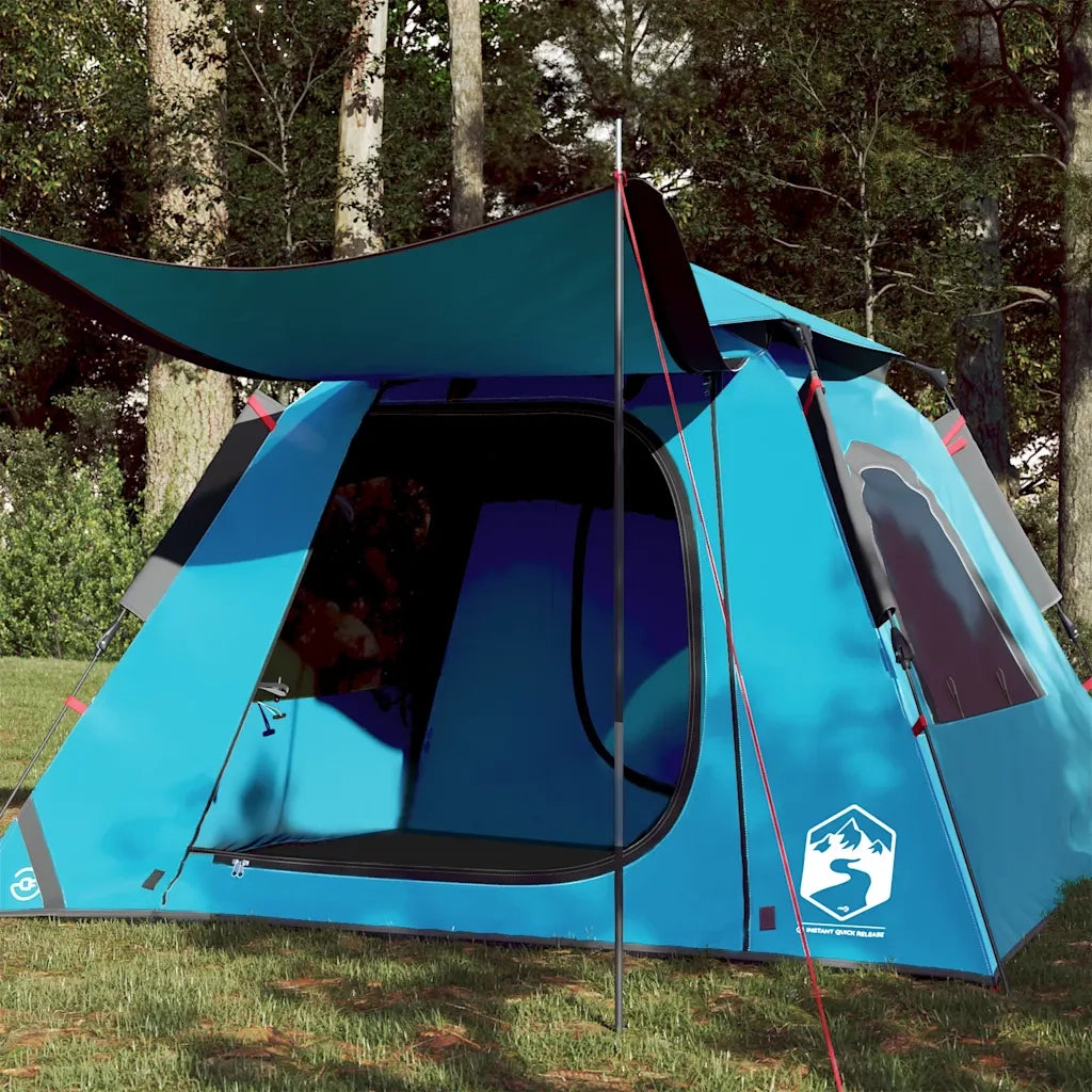 Tenda a Cupola da Campeggio 4 Persone-Tenda per Escursionismo Blu a Rilascio Rapido 666430
