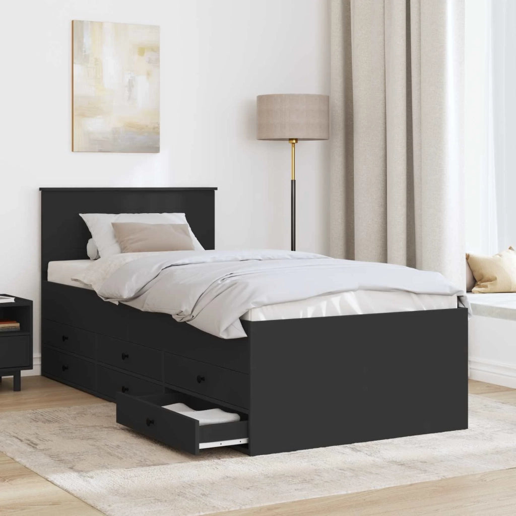 Daybed con cassetto Nero 90 x 200 cm Legno multistrato 3408530