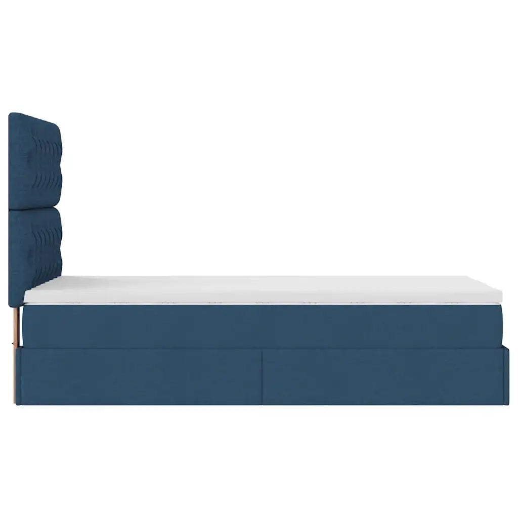 Pouf Letto con Materasso Blu 90x200 cm in Tessuto