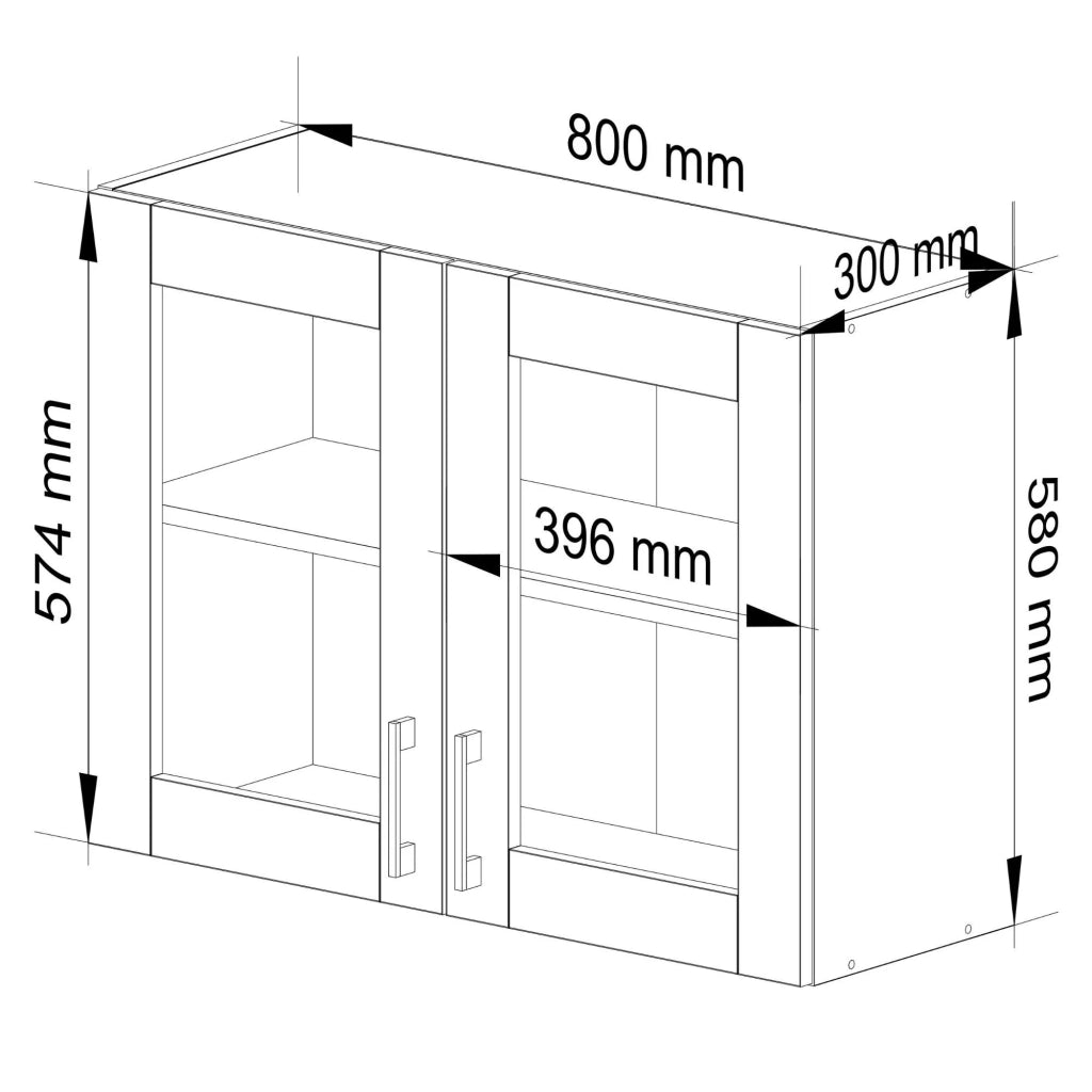 Vetrina da cucina sospesa AKORD LIMA Bianca 80 cm 2 porte inserto frontale Quercia Sonoma 80x30,5x58 cm