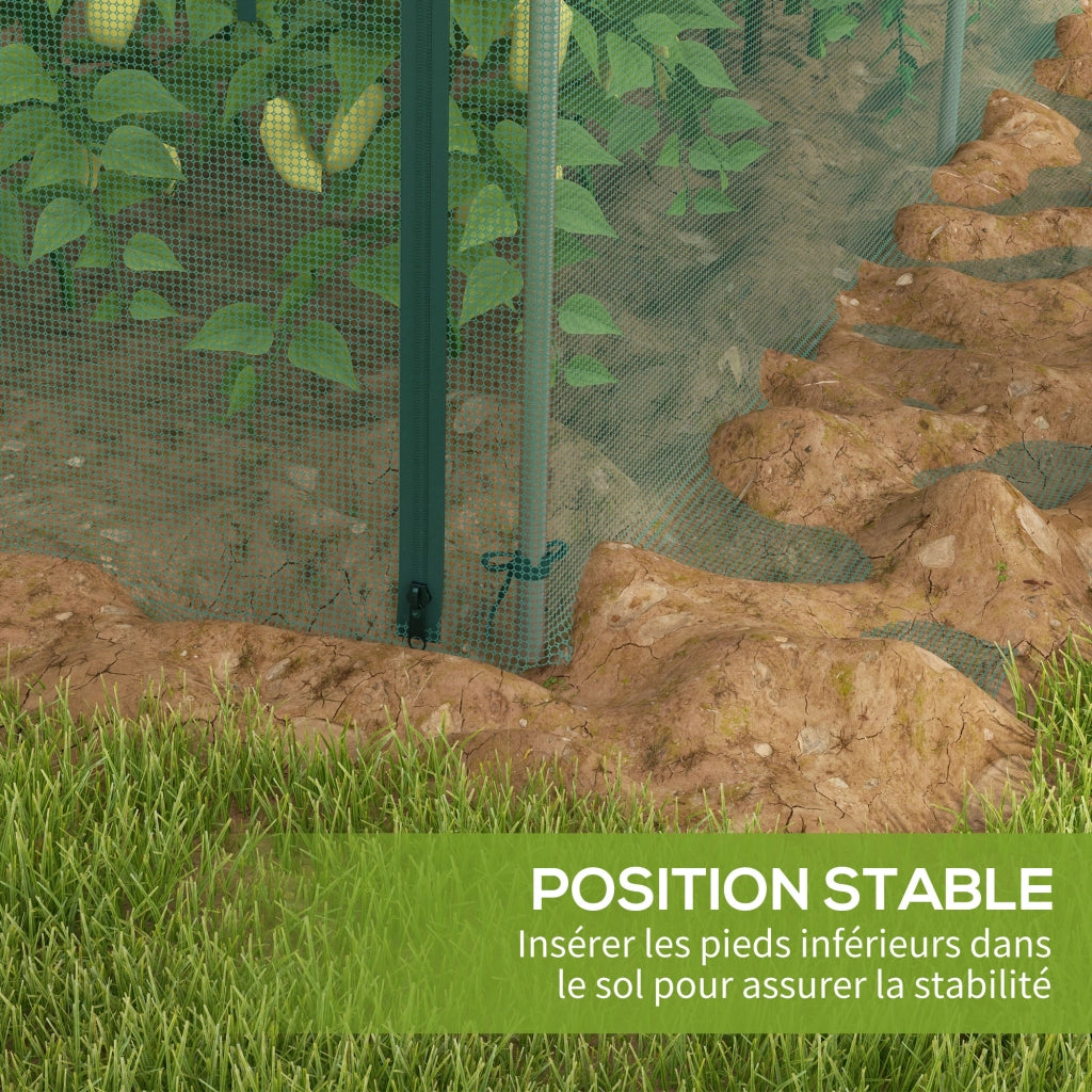Serra da giardino per pomodori con rete protezione e porta zip ¨C zephmum ¨C grigio HDPE 125x373x62.5 cm