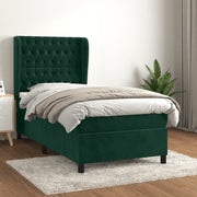 Giroletto a Molle con Materasso Verde Scuro 90x190 cm Vellutocod mxl 122238