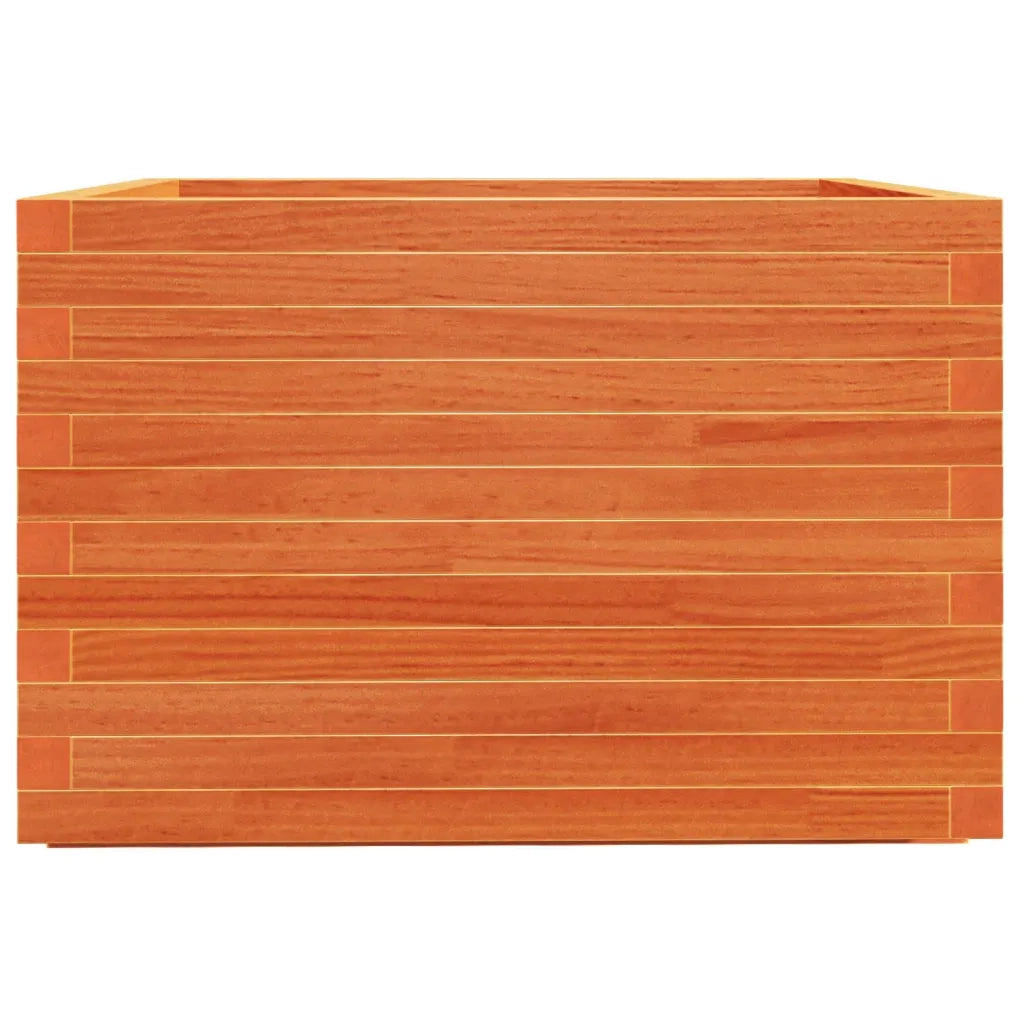 Fioriera | Cassetta per fiori | Vaso Giardino Marrone Cera 70x70x49,5cm Legno Massello Pino