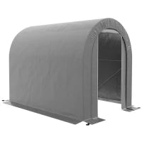 Capanno da Giardino, Tenda da Stoccaggio Esterno, Garage per Bici, Tetto in PE, Struttura in Metallo Zincato, Grigio