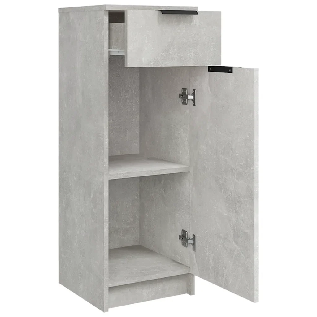 Mobiletto da bagno classico 32 x 34 x 90 cm ampio spazio contenitivo design elegante in legno composito grigio cemento 02_0047987