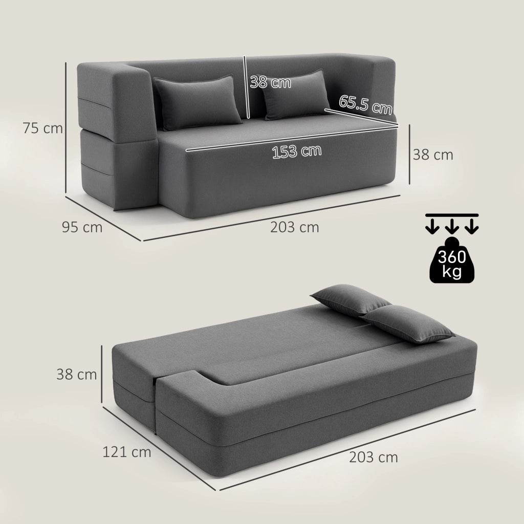 Divano letto 2 posti ¨C Zephmum ¨C Tessuto grigio