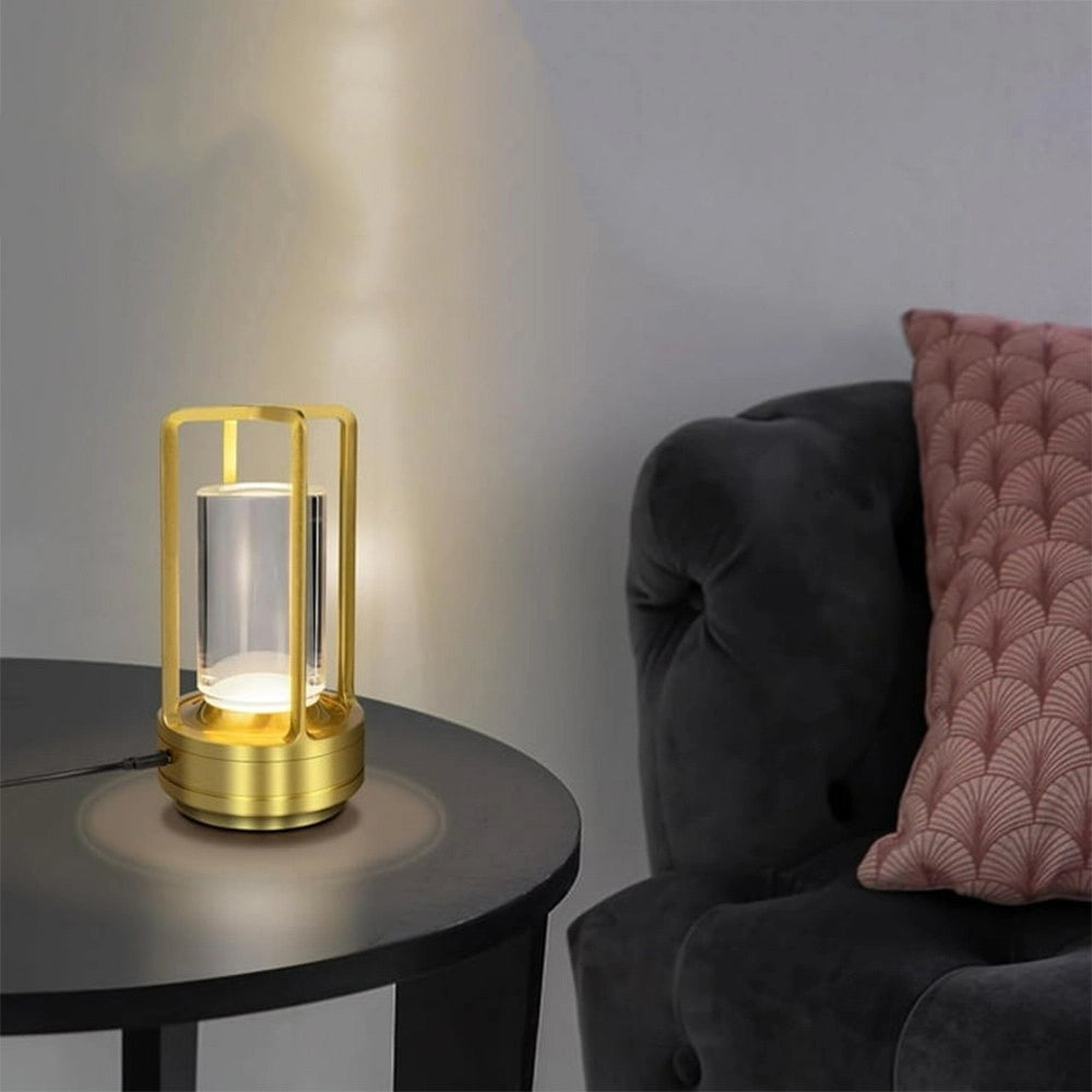 Trade Shop - Lampada A Led Da Tavolo 3 Watt Lanterna Lume Ricaricabile Touch Dimmerabile Cct D37-3c - Oro