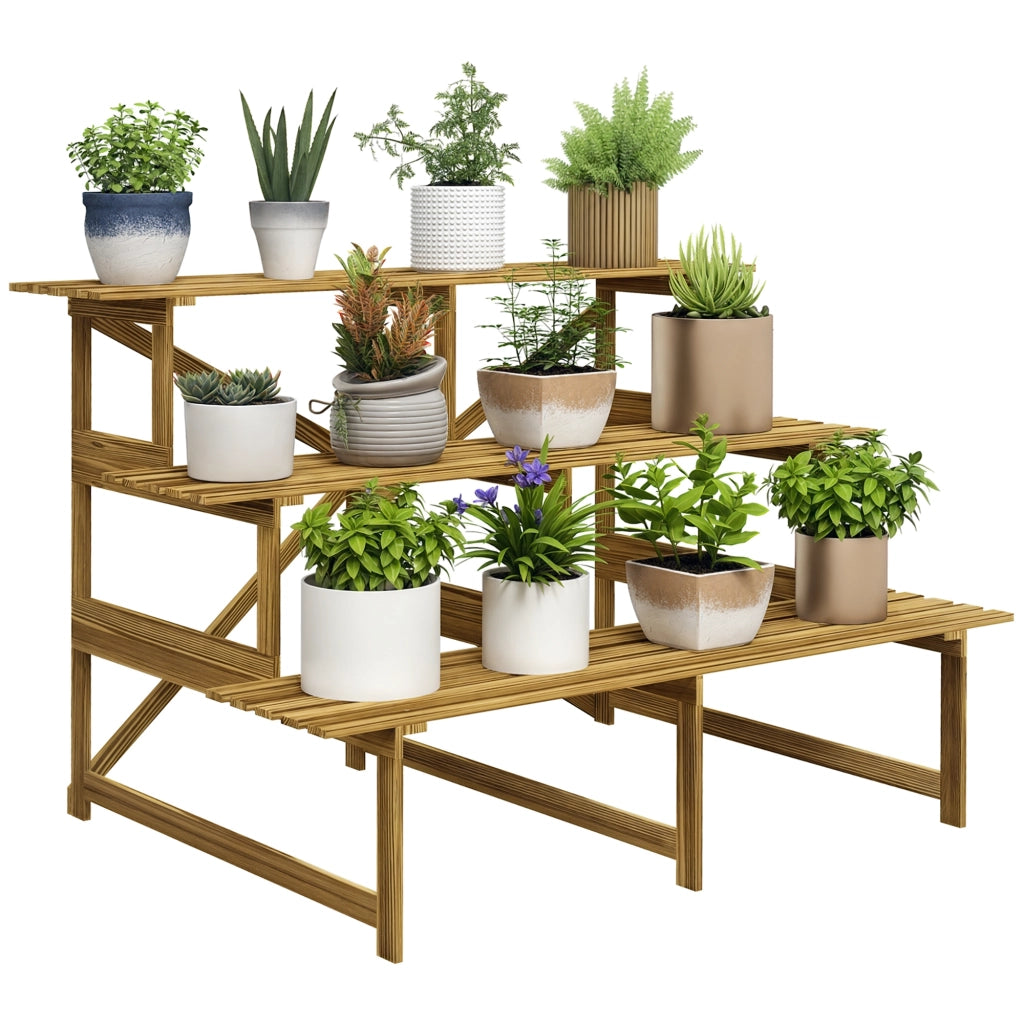 Tavolino da caff¨¨ ¨C zephmum ¨C 3 piani in legno naturale 78 cm