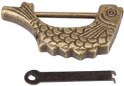 Chiusura a forma di pesce in bronzo imitazione - serratura a chiave piana - design classico - per scatole di gioielli - robusta e duratura