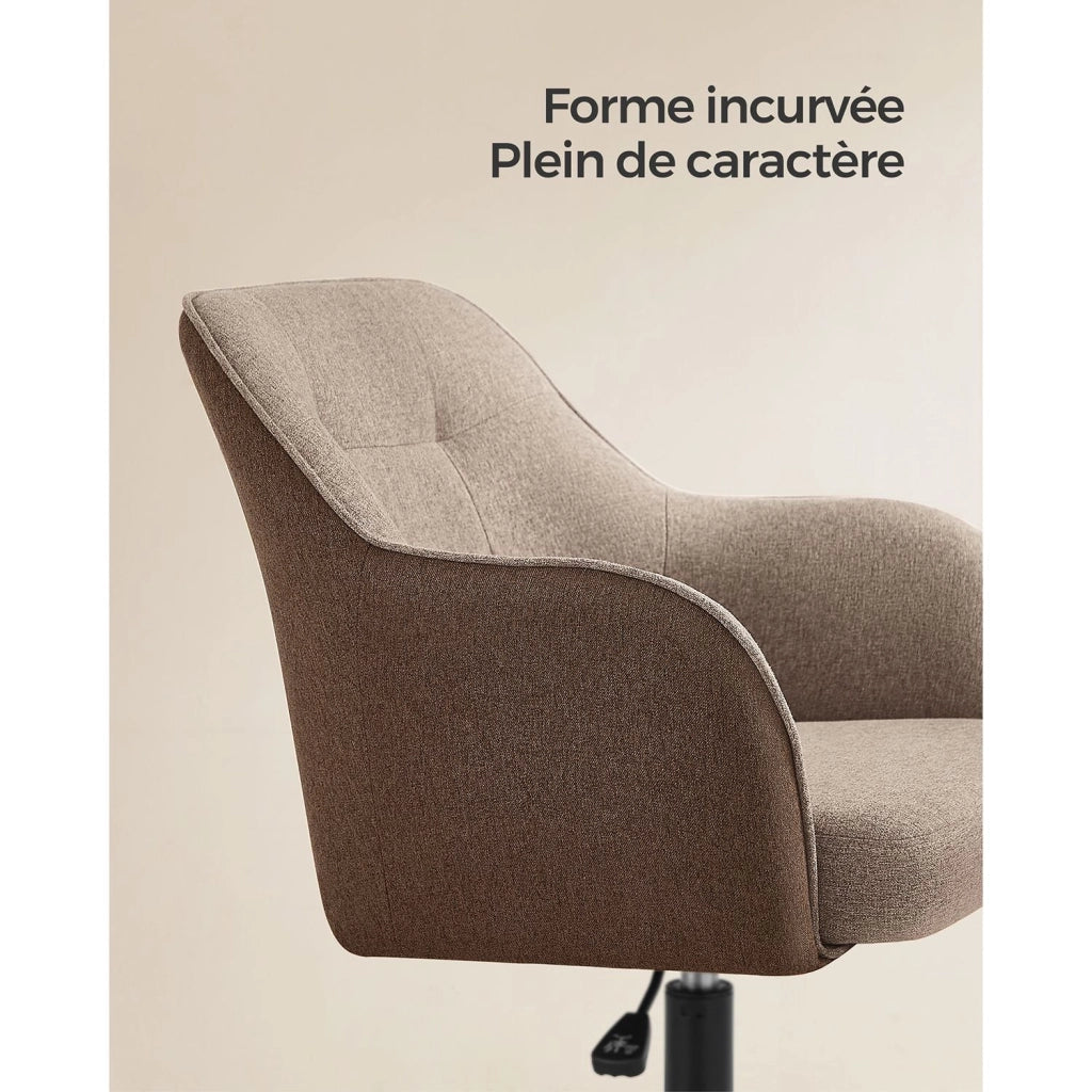 Sedia da ufficio sedia girevole seduta comoda ed ergonomica altezza regolabile portata 120 kg struttura in acciaio tessuto effetto lino marrone 12_0005883