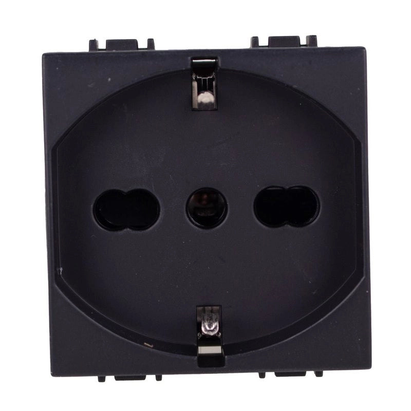 Presa Schuko 2P+T 16A Colore Nero Compatibile Con Bticino Living e Vimar Plana