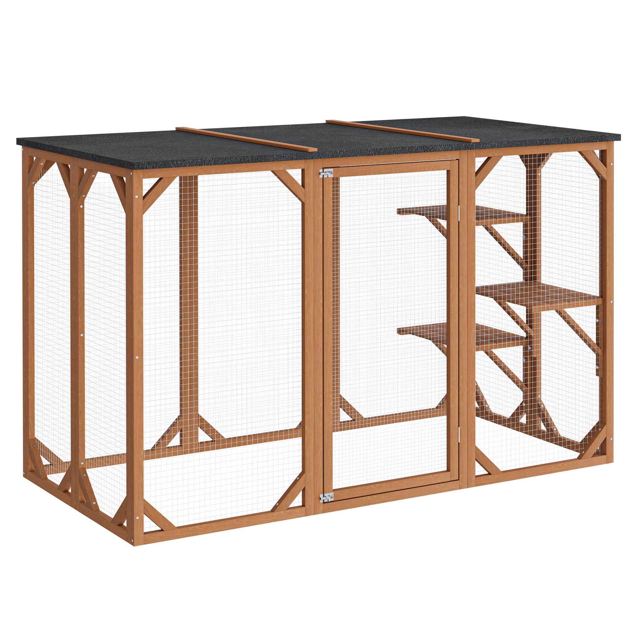 Recinto per gatti da esterno Cat run resistente alle intemperie 180x80x111,8 cm, 3 zone di riposo