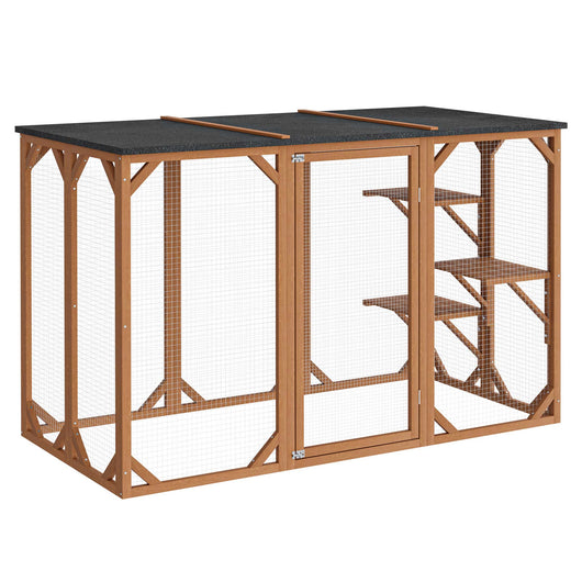 Recinto per gatti da esterno Cat run resistente alle intemperie 180x80x111,8 cm, 3 zone di riposo