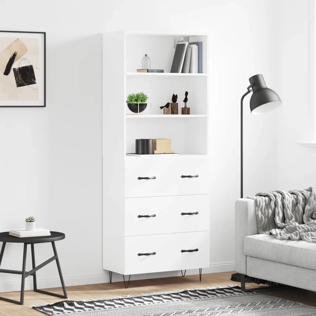 Credenza Bianca 69,5x34x180 cm in Legno Multistrato 3189373