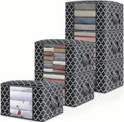 Opbergtas opvouwbaar con cassetto con vetrina trasparente, maniglia rinforzata, chiusura a cerniera robusta, per abbigliamento, lenzuola, coperte, cuscini di peluche, animali di peluche (6 pezzi, nero)