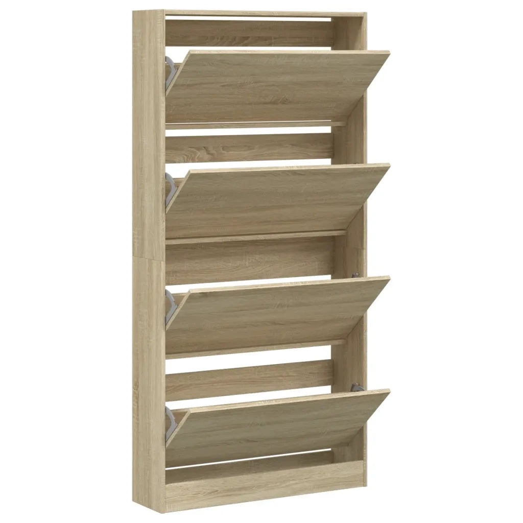 Scarpiera | Mobile per scarpe 4 Cassetti Ribaltabili Rovere Sonoma 80x21x163,5 cm