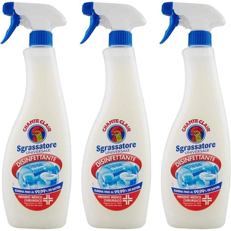 CHANTECLAIR SET 3 PZ  SGRASSATORE UNIVERSALE 700 ML DISINFETTANTE 99,99