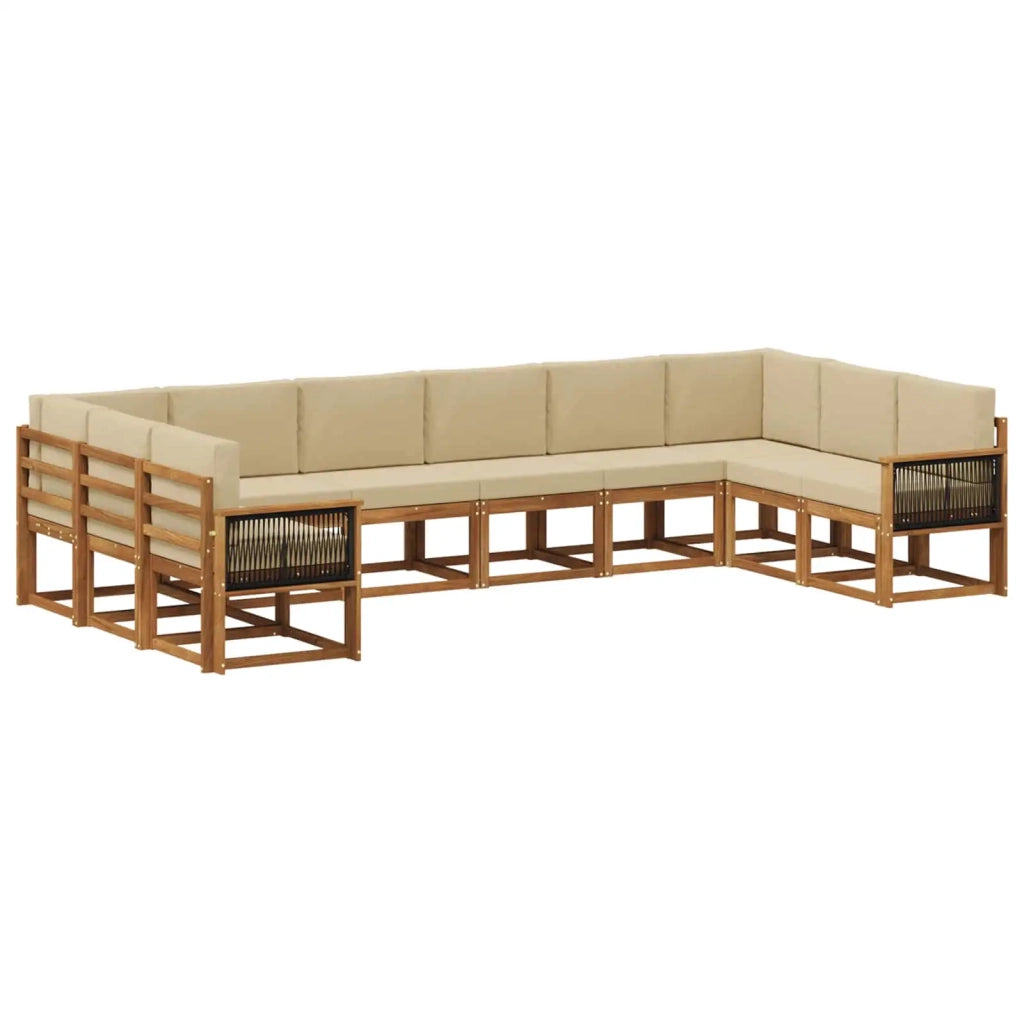 Set di divani da esterno 10 pz Naturale e Beige 3385574