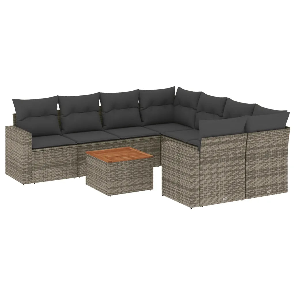Set Divano da Giardino 9 pz con Cuscini Grigio in Polyrattancod mxl 114782