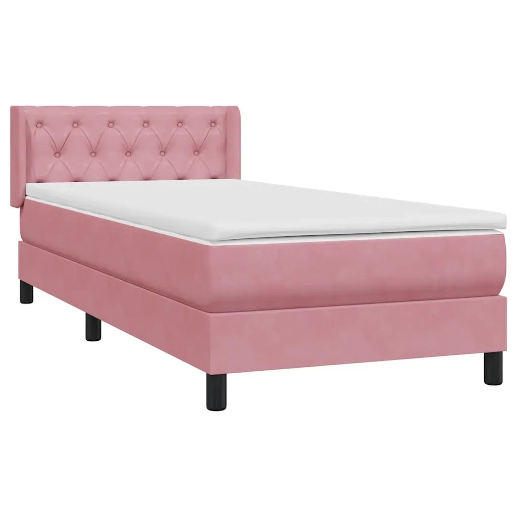 Letto singolo | Letto per adulti | Giroletto a Molle con Materasso Rosa 80x220 cm Velluto