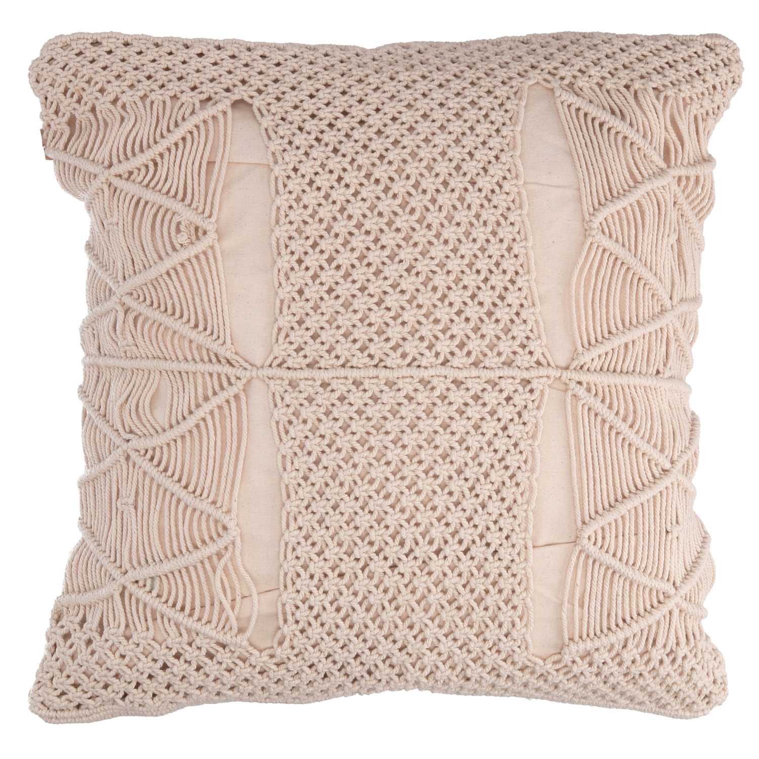 Fodera per Cuscino Decorativo Quadrato 40x40 cm in Tessuto Macramè Ecrù