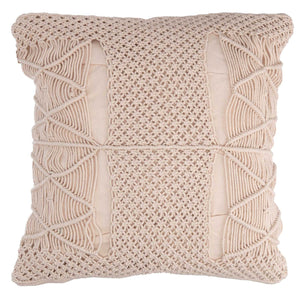 Fodera per Cuscino Decorativo Quadrato 40x40 cm in Tessuto Macramè Ecrù