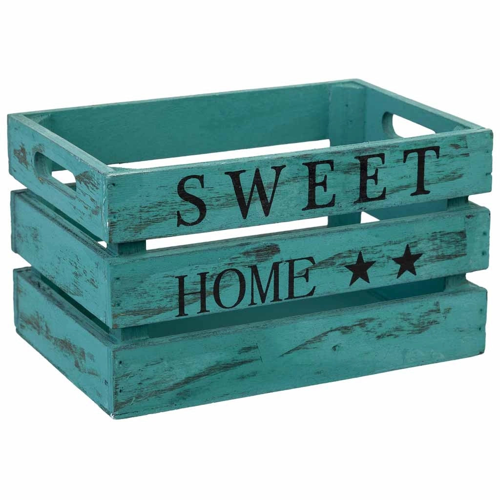 Cassetto in legno blu 18x12x10h cm