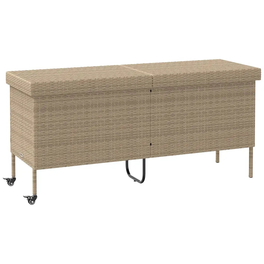 Contenitore da Giardino con Ruote Beige 160x55x75 cm Polyrattan CFW7115606