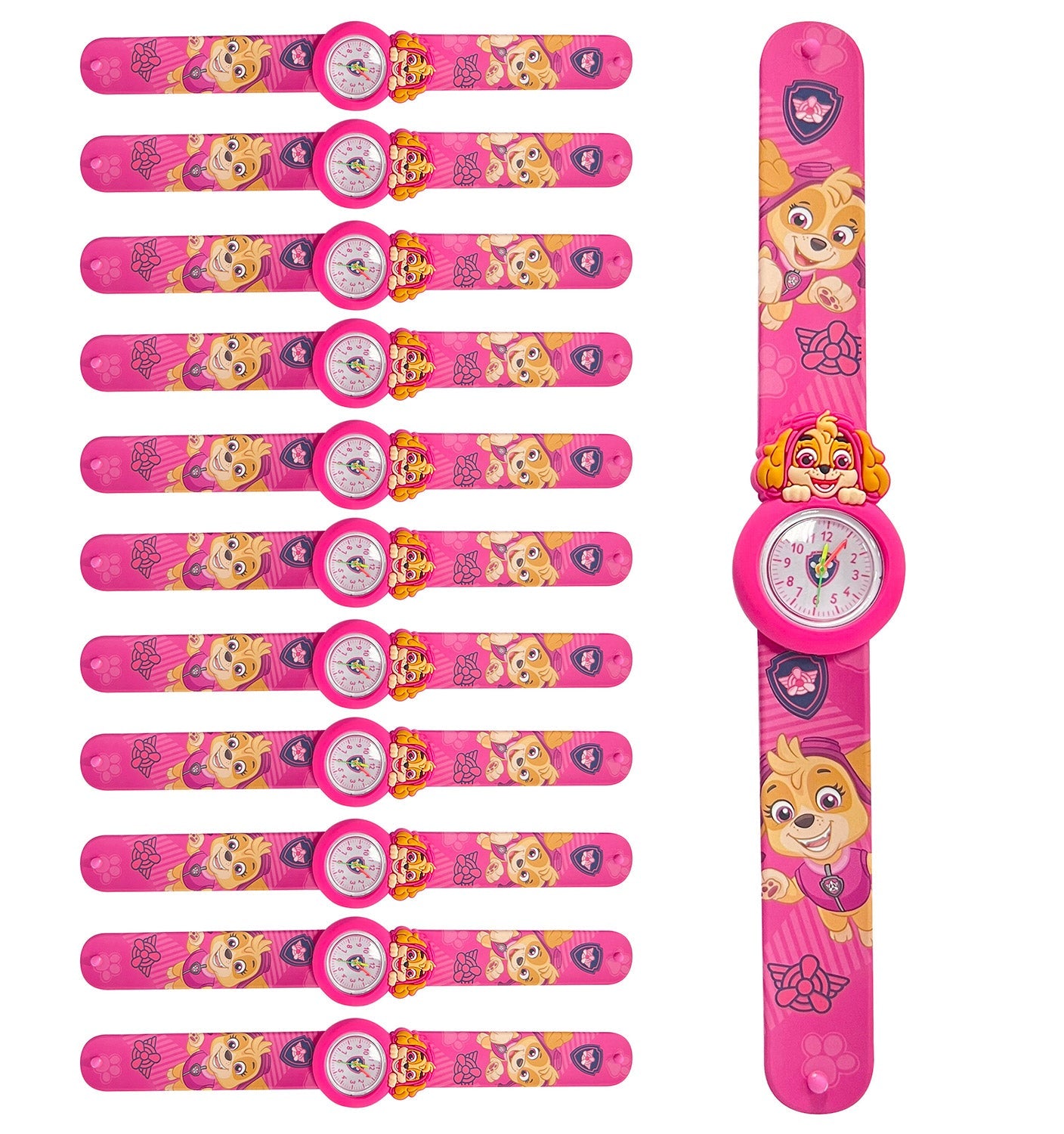 Set 12 Orologi da Polso Bracciale per Bambini Paw Patrol Colorazione Rosa
