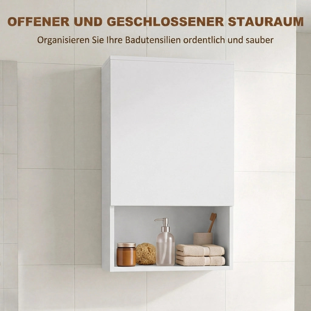Armadietto pensile bagno con anta, 40x27x77 cm, bianco