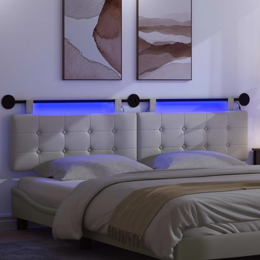 Testiera sospesa Con luce LED Bianco Similpelle