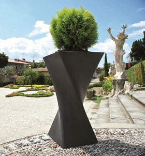 VASO TRIANGOLO ALTO 80CM, VASO IN RESINA ALTO, VASO ALTO MODERNO Colore: Antracite