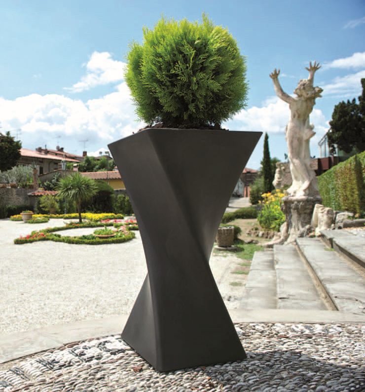 VASO TRIANGOLO ALTO 80CM, VASO IN RESINA ALTO, VASO ALTO MODERNO Colore: Antracite