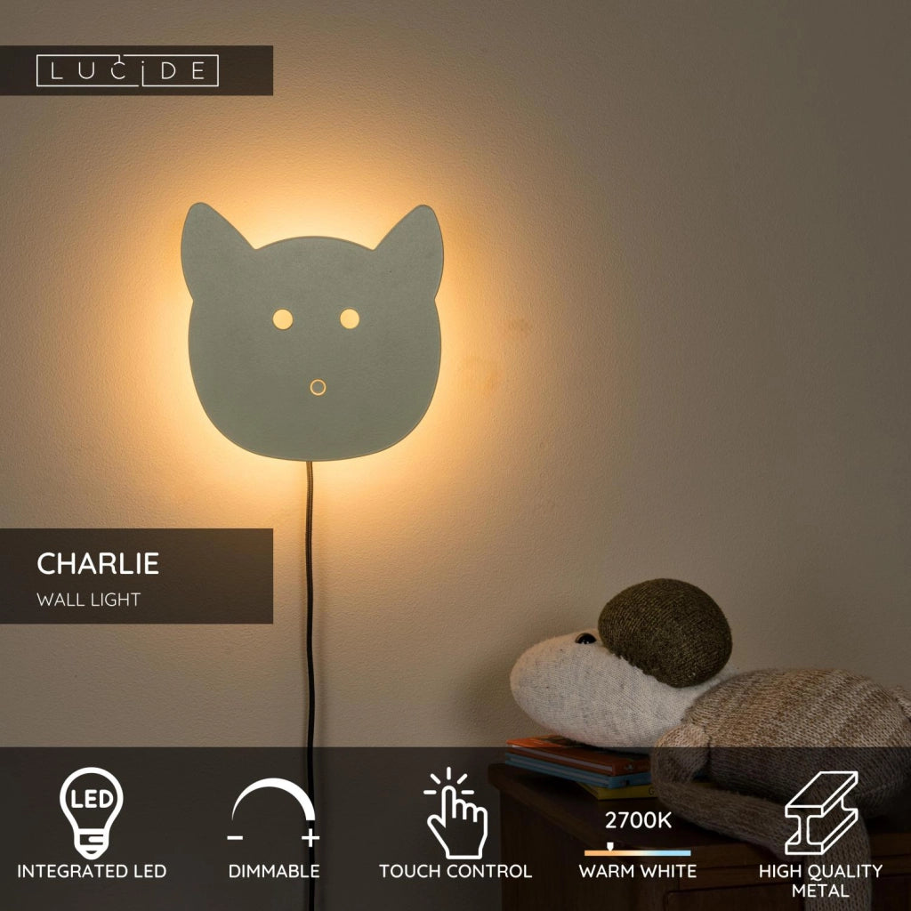 Applique bambini CHARLIE LED verde metallo IP20 Lucide