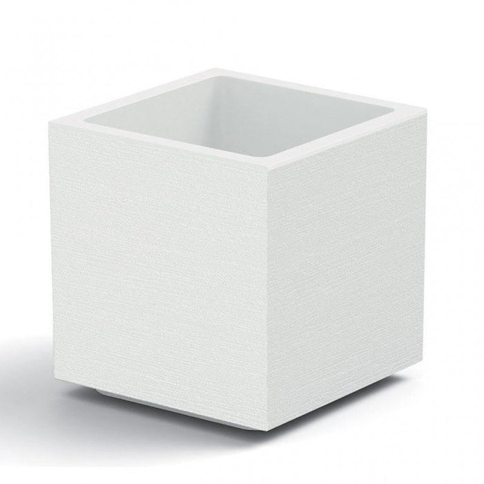 VASO FIORIERA QUADRATO CUBO MATHERIA IN PLASTICA CON RUOTE 50 CM MODERNO Colore: Bianco