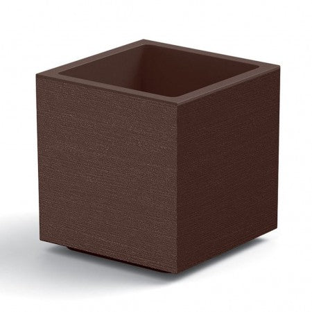 VASO FIORIERA QUADRATO CUBO MATHERIA IN PLASTICA CON RUOTE 50 CM MODERNO Colore: Bronzo