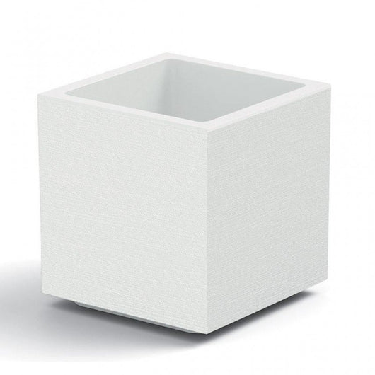 VASO FIORIERA QUADRATO CUBO MATHERIA IN PLASTICA CON RUOTE 40 CM MODERNO Colore: Bianco