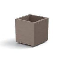 VASO FIORIERA QUADRATO CUBO MATHERIA IN PLASTICA CON RUOTE 40 CM MODERNO Colore: Avana