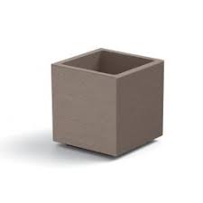 VASO FIORIERA QUADRATO CUBO MATHERIA IN PLASTICA CON RUOTE 40 CM MODERNO Colore: Avana