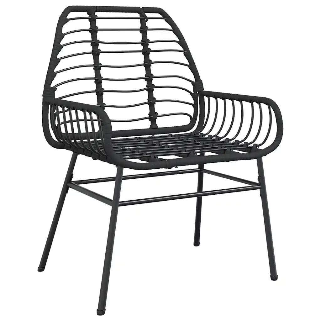 Set Mobili da Pranzo per Giardino 5 pz Nero Polyrattan Vetro 3334437