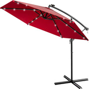® Ombrellone da Giardino con LED Ø300cm Parasole Rotondo Decentrato con Manovella Rosso