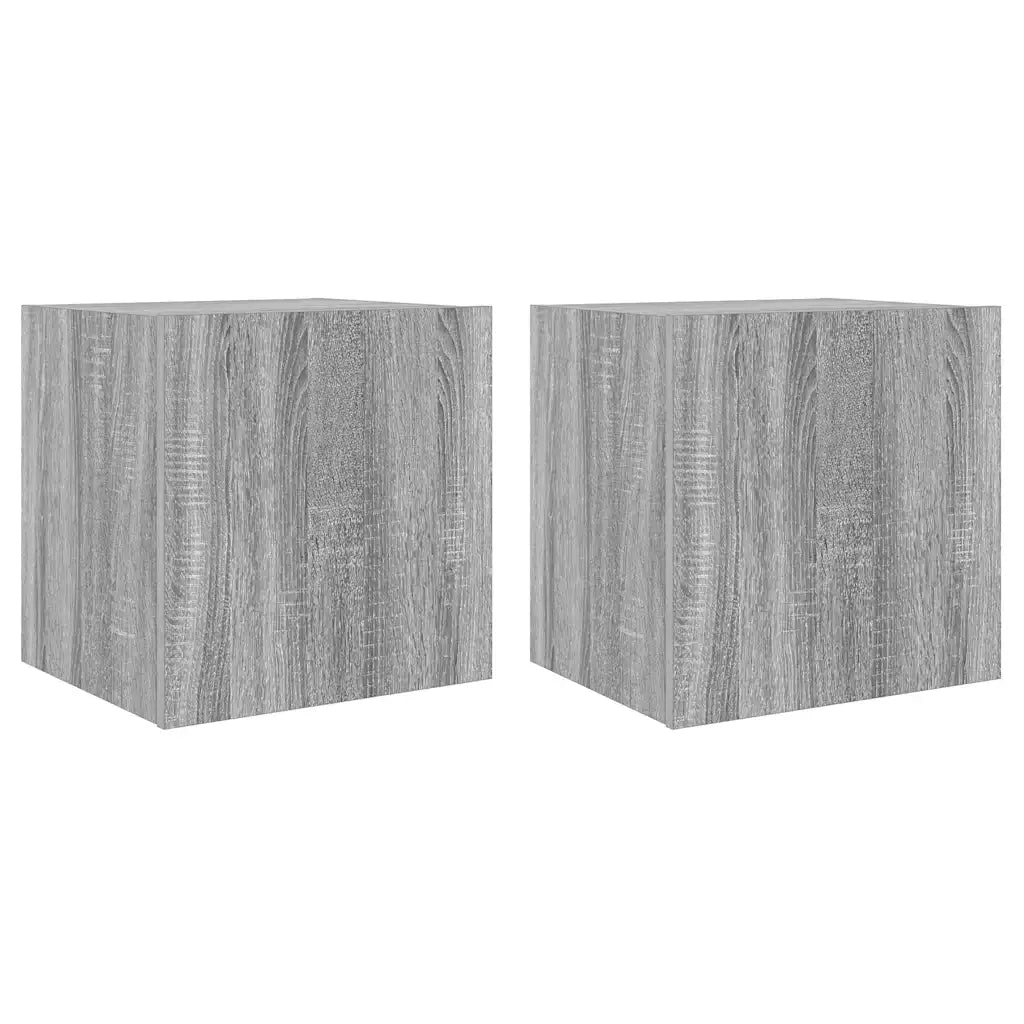 Mobili TV a Parete con Luci LED 2pz Grigio Sonoma 40,5x35x40 cm 837257
