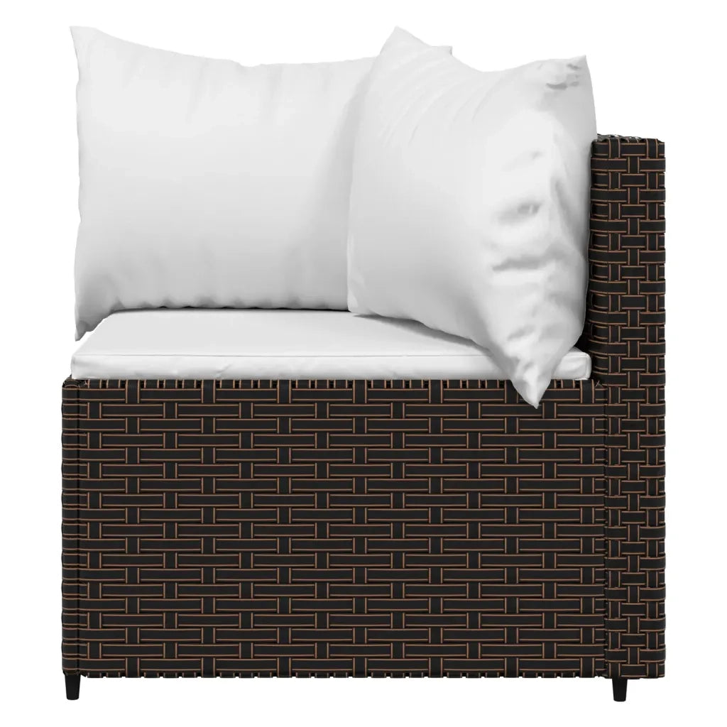 Set Mobili da Giardino 4 pz con Cuscini in Polyrattan Marrone 319760