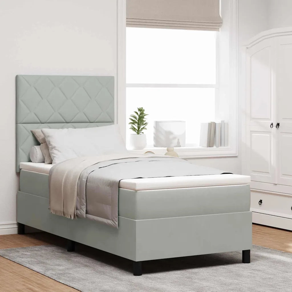 Letto a molle con materasso Grigio chiaro 100 x 200 cm Velluto 3339878